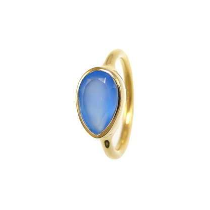 Blue Chalcedony Gemstone Ring- Vermeil Gold
