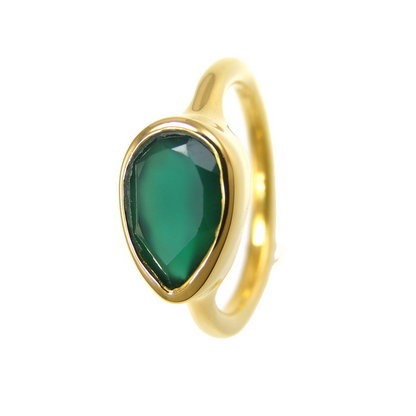 Green Onyx Gemstone Ring- vermeil Gold