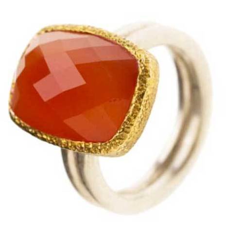 Red Onyx Gemstone Ring-  Vermeil Gold