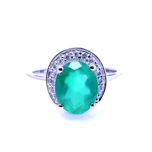 925 Sterling Silver Green Onyx Gemstone Ring