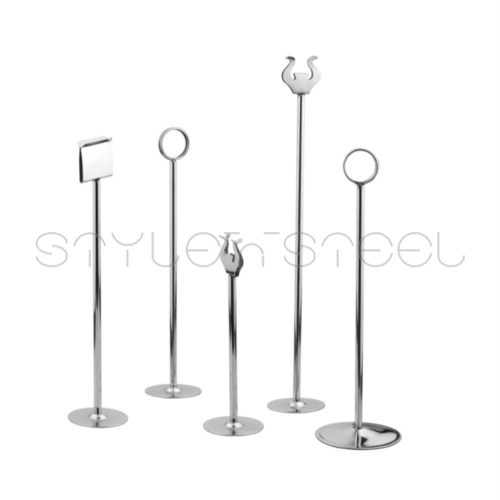 Menu Card Holder - Stainless Steel, Variable Height & Base Diameter , LFGB & SGS Certified, Elegant Design, Space Saving, Versatile Sizes