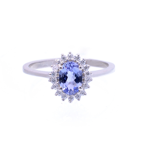 925 Sterling silver Tanzanite & Cz gemstone ring
