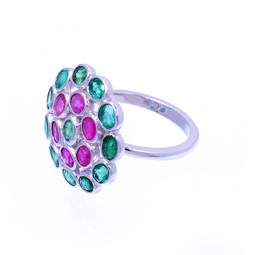 925 Sterling silver Emerald & Ruby gemstone ring