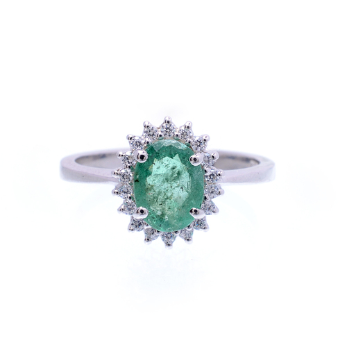 925 Sterling silver Emeral & Cz gemstone ring