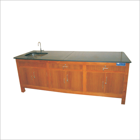 Lab Furnitures - Granite & Wood, Variable Dimensions, Brown | Chemical-Resistant, Customizable, Durable, Easy-to-Clean, Ergonomic, Modular, Space-Saving, 100kg Load Capacity, Stainless Steel Sink, 1-Year Warranty