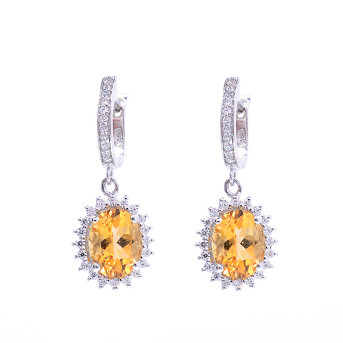 925 Sterling silver Golden Topaz & zircon gemstone Earring