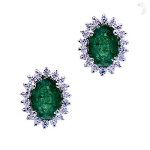 925 Sterling silver Dyed Emerald gemstone Earring