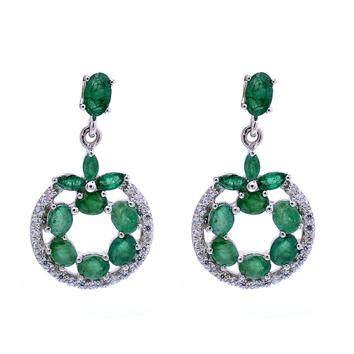 925 Sterling silver Emerald & Zicon gemstone Earring