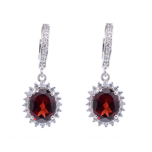 925 Sterling silver Garnet & zircon gemstone Earring