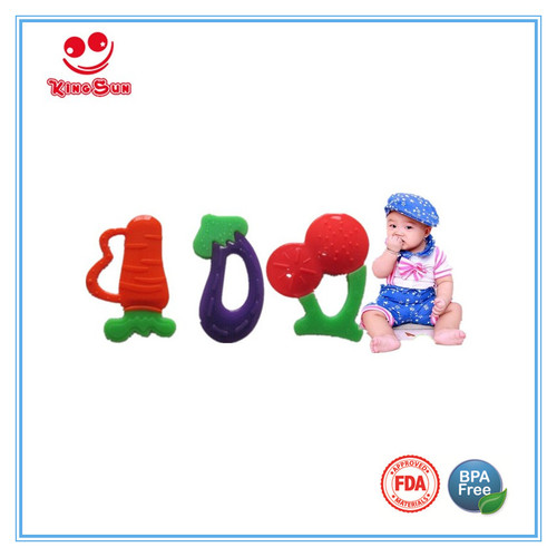 Double Colors Silicone Baby Teether - Customizable Colors , Embossed Logo Options, Safe Teething Toy