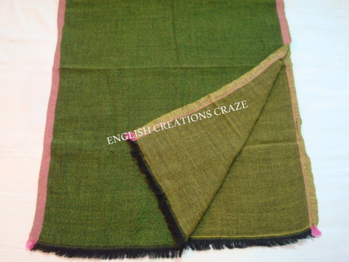Green Wool Reversible Jacquard Stoles India