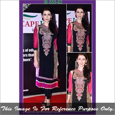 ib-555 - Georgette Fabric, 900gm, Black and Red Printed Dress | Full Sleeves, Party Wear, Washable, All Season Versatility