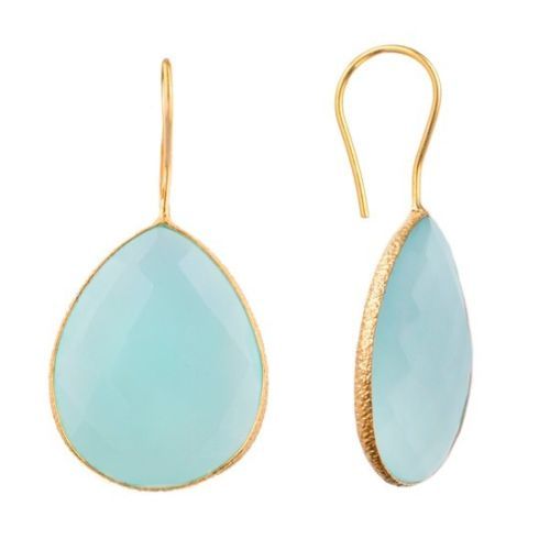 Aqua Chalcedony Gemstone earring- Vermeil Gold