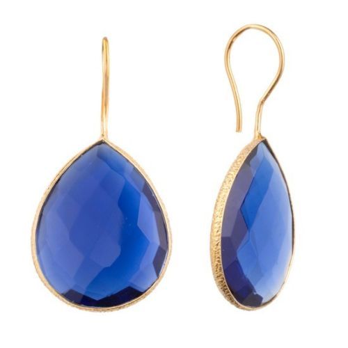 Blue Chalcedony Gemstone Earring- Vermeil Gold