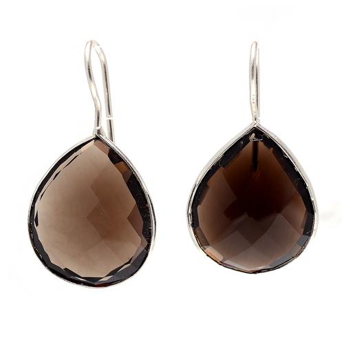 hydro Smoky Topaz Gemstone Earring- vermeil Gold