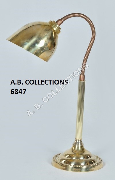 Polish Brass Copper Flexible Pipe Portable Desk Tapper Lamp Shade