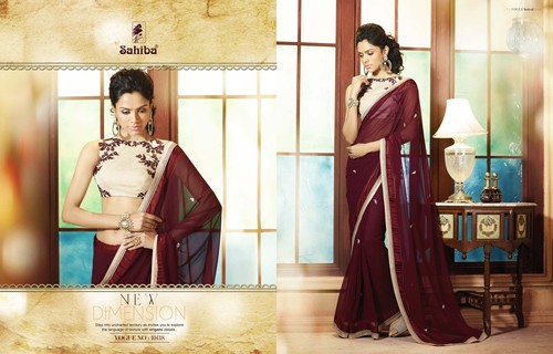 Maroon designer saree