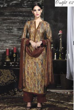 Multi Color Designer Pashmina Silk Suit