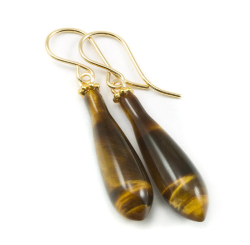 Tiger Eye Gemstone Earring- Matte finish