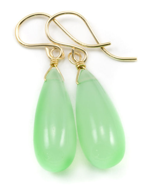 Aqua Chalcedony Gemstone earring- Vermeil Gold