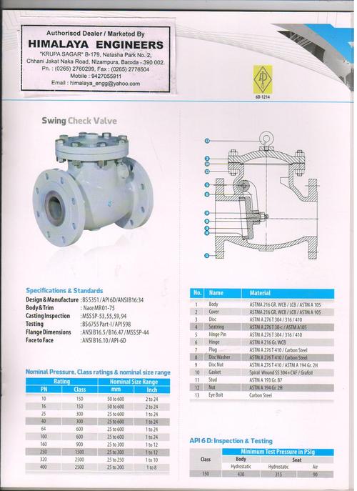 Swing Check Valve Power: Hydraulic