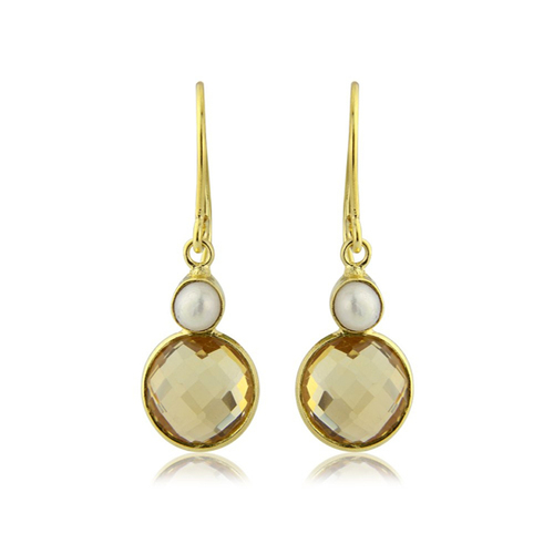 Hydro Lemon Topaz Gemstone Earring-  Vermeil Gold