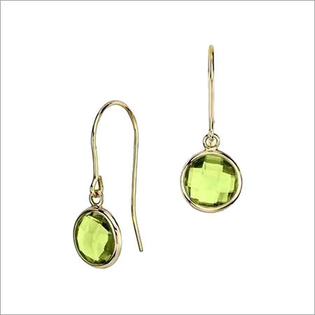 Hydro Peridot Gemstone Earring-  Vermeil Gold
