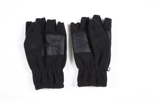 HAND GLOVES WIND STOPPER FLEECE HALF CUT BLACK