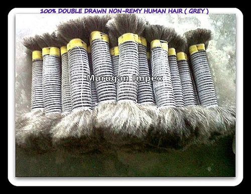 Double Drawn Non Remy Hair ( Grey)