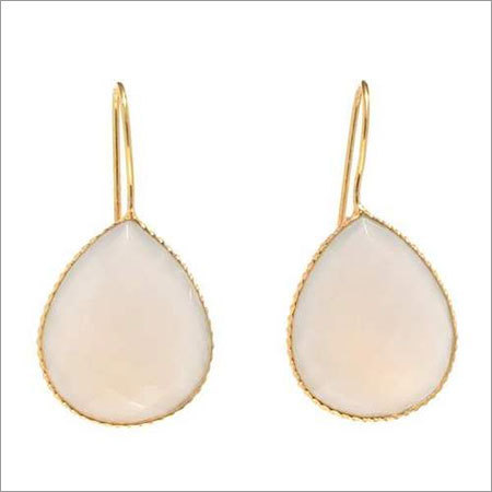Aqua Chalcedony Gemstone earring- Vermeil Gold