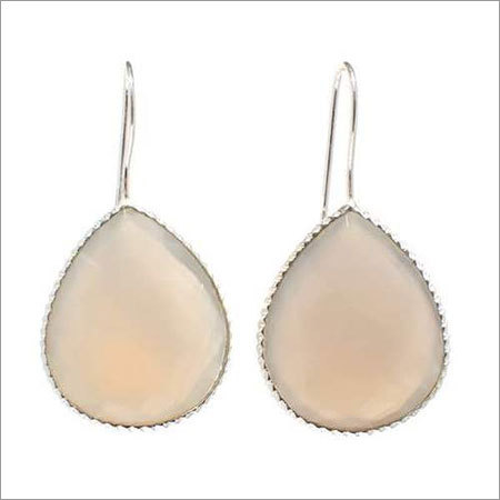Aqua Chalcedony Gemstone Earring - 14K Vermeil Gold, Pear Shape Drop, Wire Closure | Elegant Design, Certificate Included