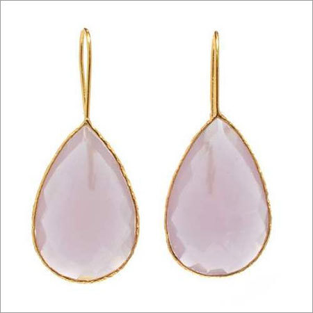 Aqua Chalcedony Gemstone earring- Vermeil Gold