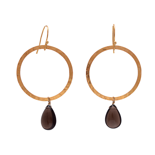 hydro Smoky Topaz Gemstone Earring- vermeil Gold