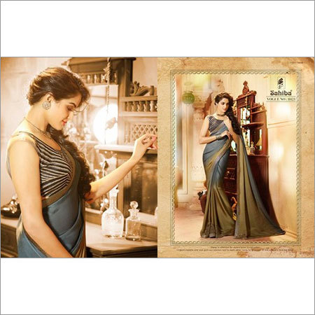 Designer grey saree