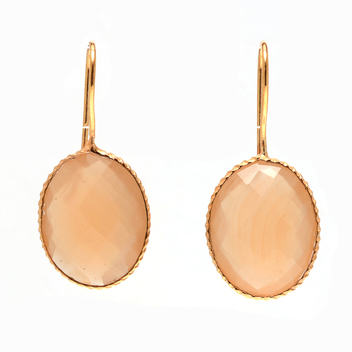 Peach Chalcedony Gemstone earing- vermeil gold