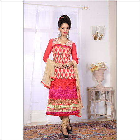 Own Anarkali Salwar Kameez - Georgette Fabric, Pink, Embroidered Work | Elegant, Comfortable, Stylish Party Wear