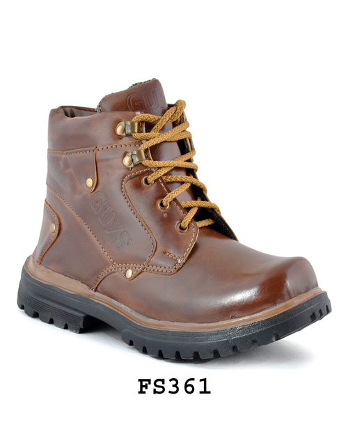 Brown Leather Boots - Leather Mid-Calf Lace-Up | Durable Slip-Resistant Abrasion Resistant Stylish Work Boot