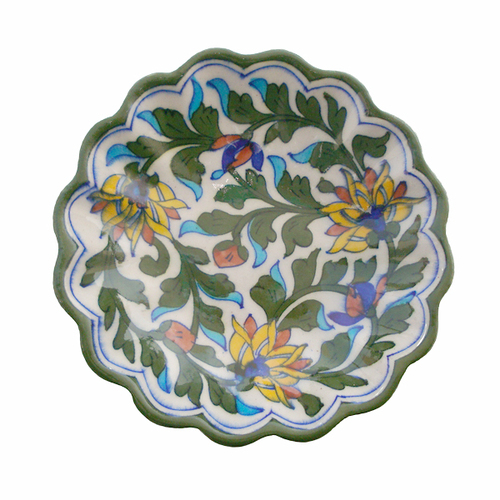 White And Green Blue Pottery Plate