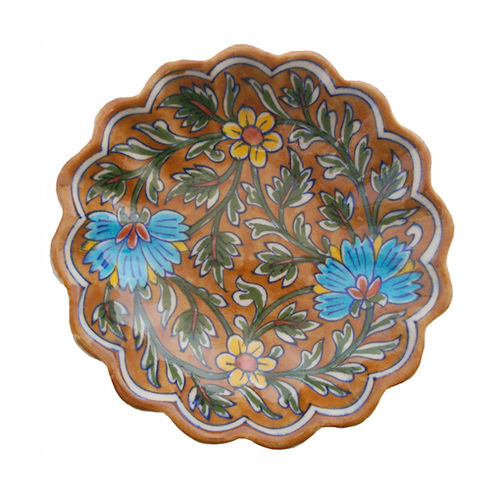 Brown Blue Pottery Plate