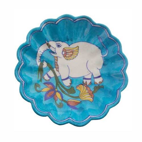 Blue Pottery Plate Design Type: Wheel Throwing