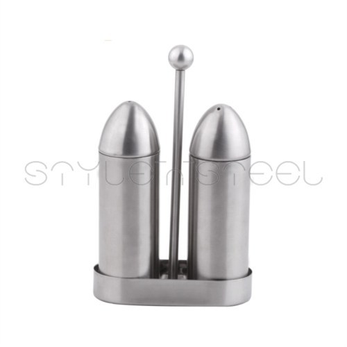 Bullet Salt & Pepper - Stainless Steel, 5x2x3 Inches, Silver | Stylish Design, Durable, Convenient Stand