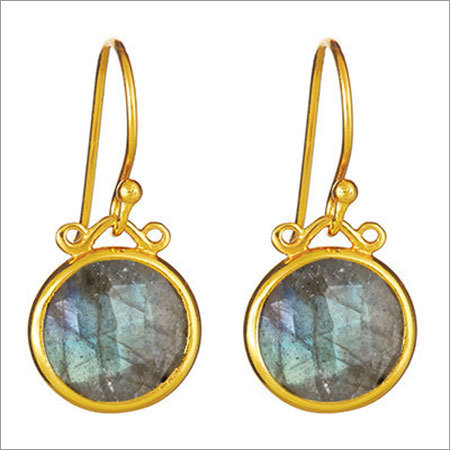 labradorite Gemstone earring- Vermeil Gold