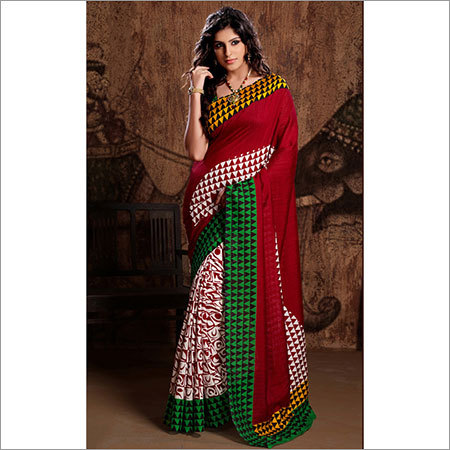 FANCY PRINTED BHAGALPURI SAREE