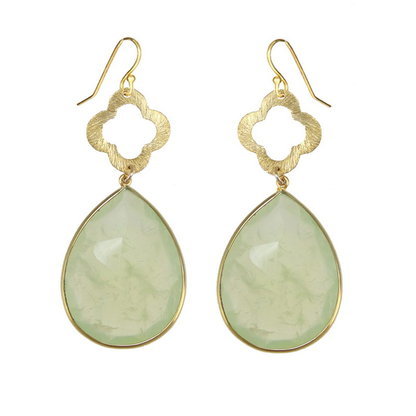 Prehnite Gemstone Earring - 14K Vermeil Gold, 20x15 mm, Pear Drop | Elegant Design, Gemstone Accent