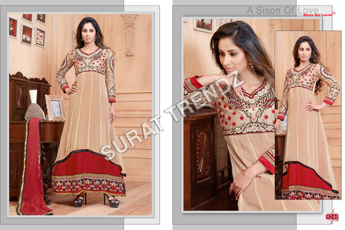 Embroidered Neck Anarkali Suits