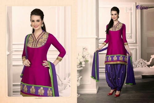 Pink Patyala - Chanderi Fabric, Pink | Embroidered, Soft Fabric, Comfortable Fit, Elegant Design