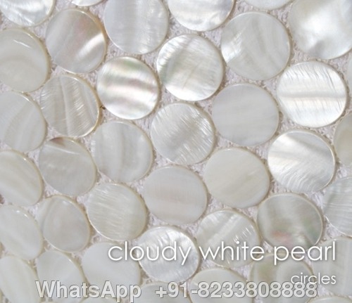 Cloudy White Mother Of Pearl Tile Circles