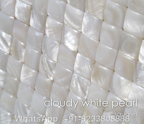 Cloudy White Mother Of Pearl Tile Convex