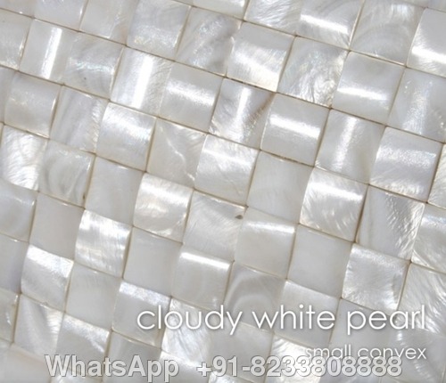 Cloudy White Mother Of Pearl Tile Small Convex