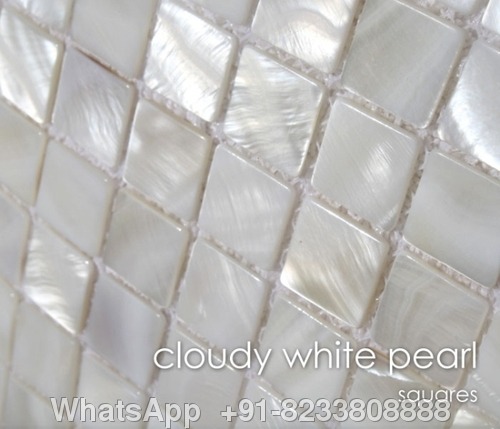 Cloudy White Mother Of Pearl Tile Squares - Mother Of Pearl, 2-3mm Thick, Glossy White | Elegant Design, Durable, Easy Installation, Versatile Use